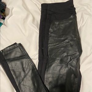 Leather panels pants
